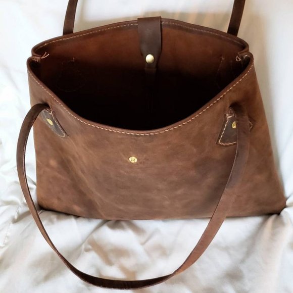 Brown Leather Handbag Tote with Tassel - Picture 3 of 4